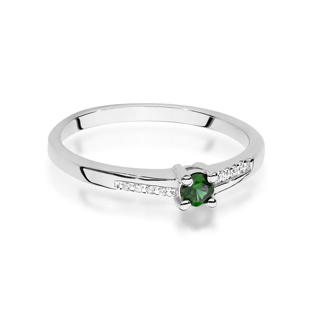zlatý prsteň s 0,15 ct smaragdom a 0,04 ct diamantmi w0258-emg-01