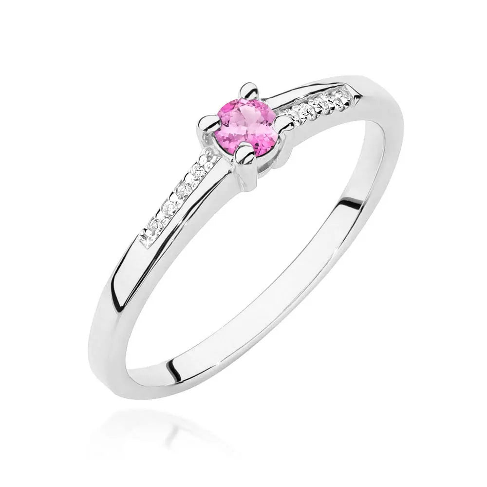 zlatý prsteň s 0,15 ct ružovým topásom a 0,04 ct diamantmi w0258-top-01