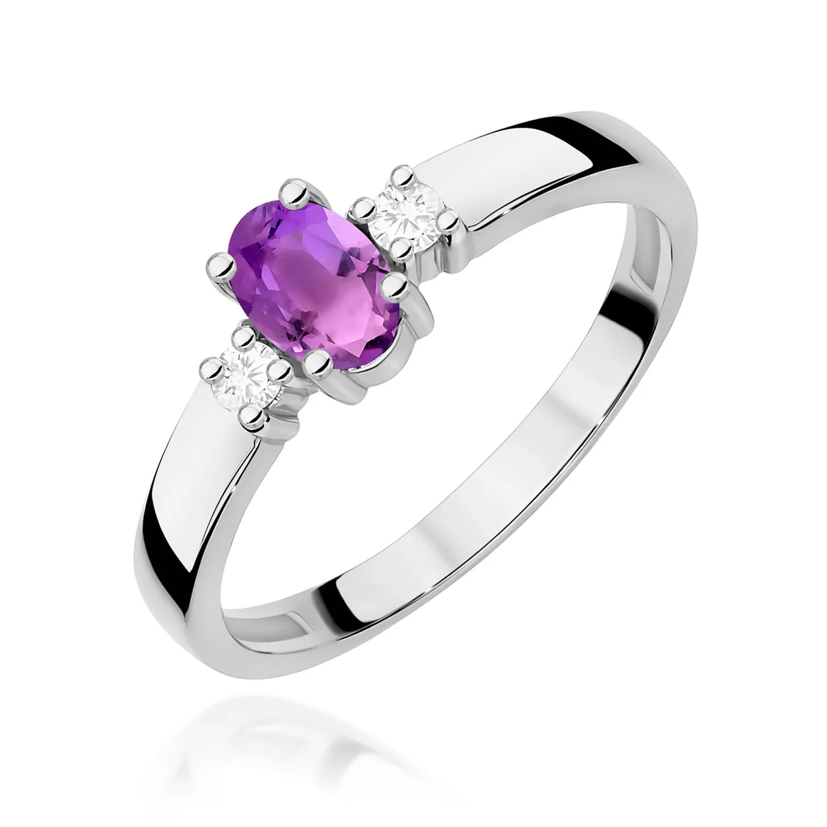 Bague en or blanc avec améthyste 0,40 ct et diamants 0,08 ct