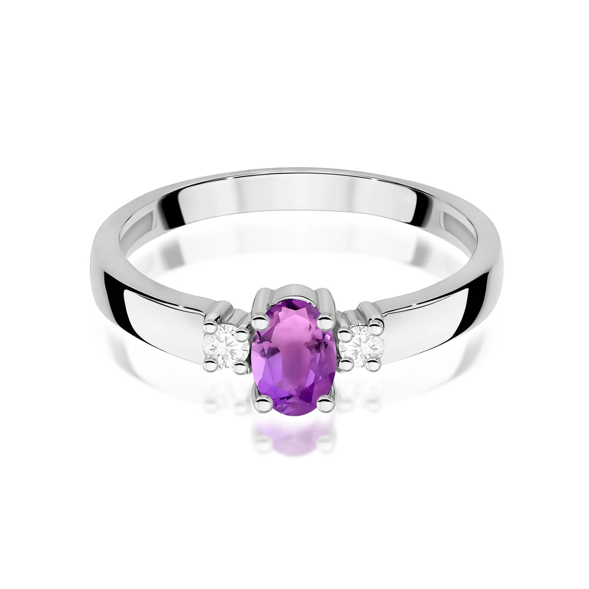 Bague en or blanc avec améthyste 0,40 ct et diamants 0,08 ct