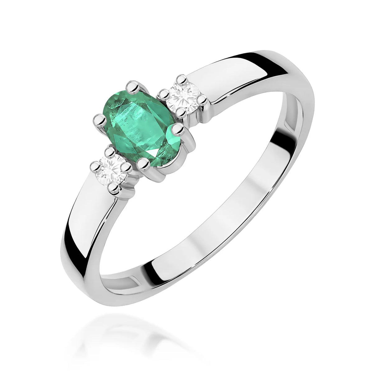 Bague en or blanc avec émeraude 0,40 ct et diamants 0,08 ct
