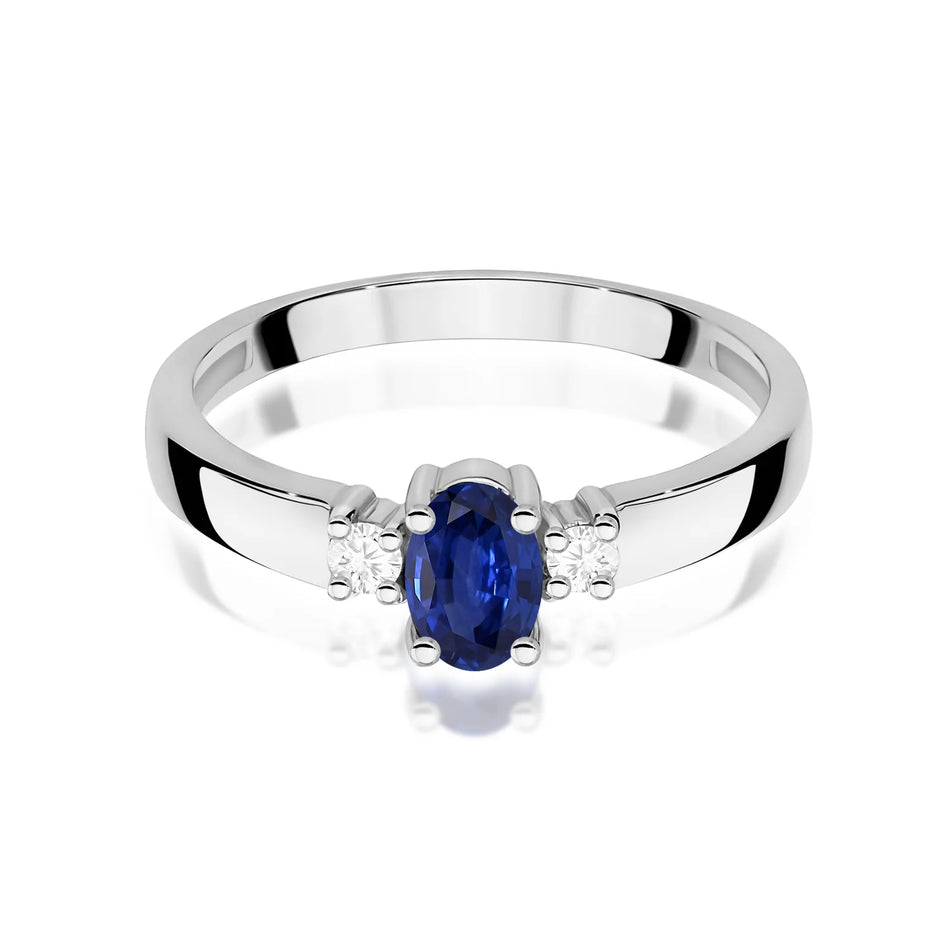 Bague en or blanc avec saphir 0,70 ct et diamants 0,08 ct