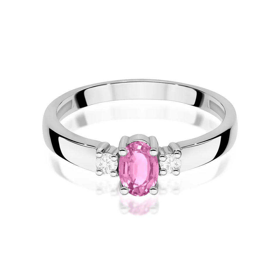 Prsten z bílého zlata s 0,45ct růžovým safírem a 0,08ct diamanty