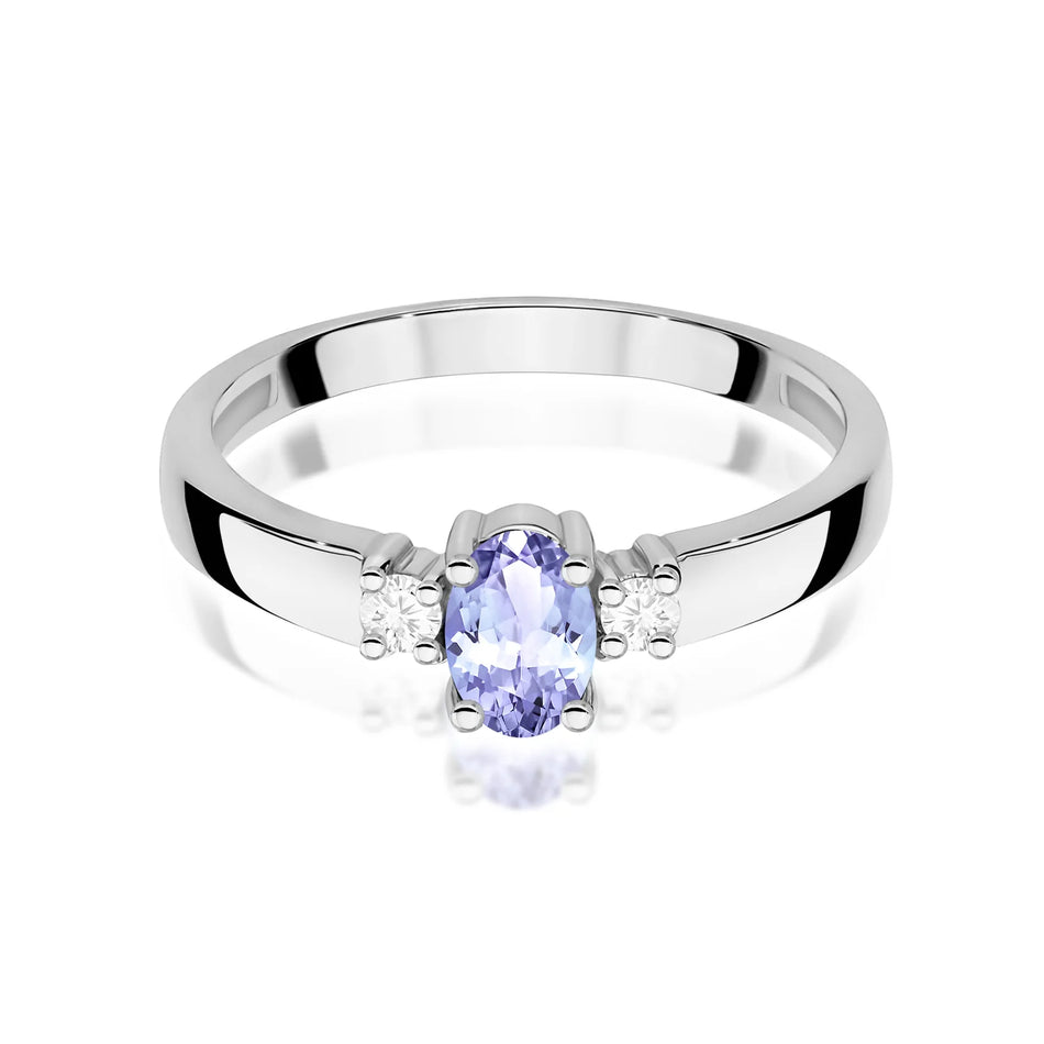Prsten z bílého zlata s 0,40ct tanzanitem a 0,08ct diamanty