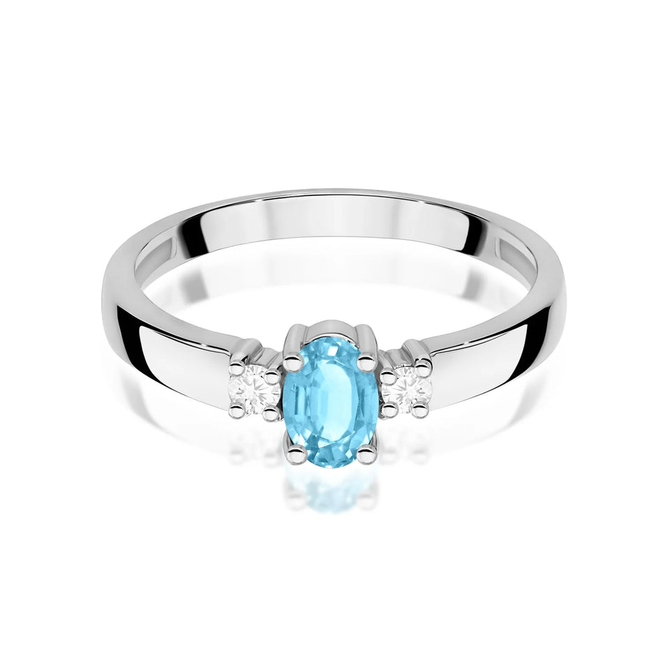 Bague en or blanc avec topaze 0,50 ct et diamants 0,08 ct