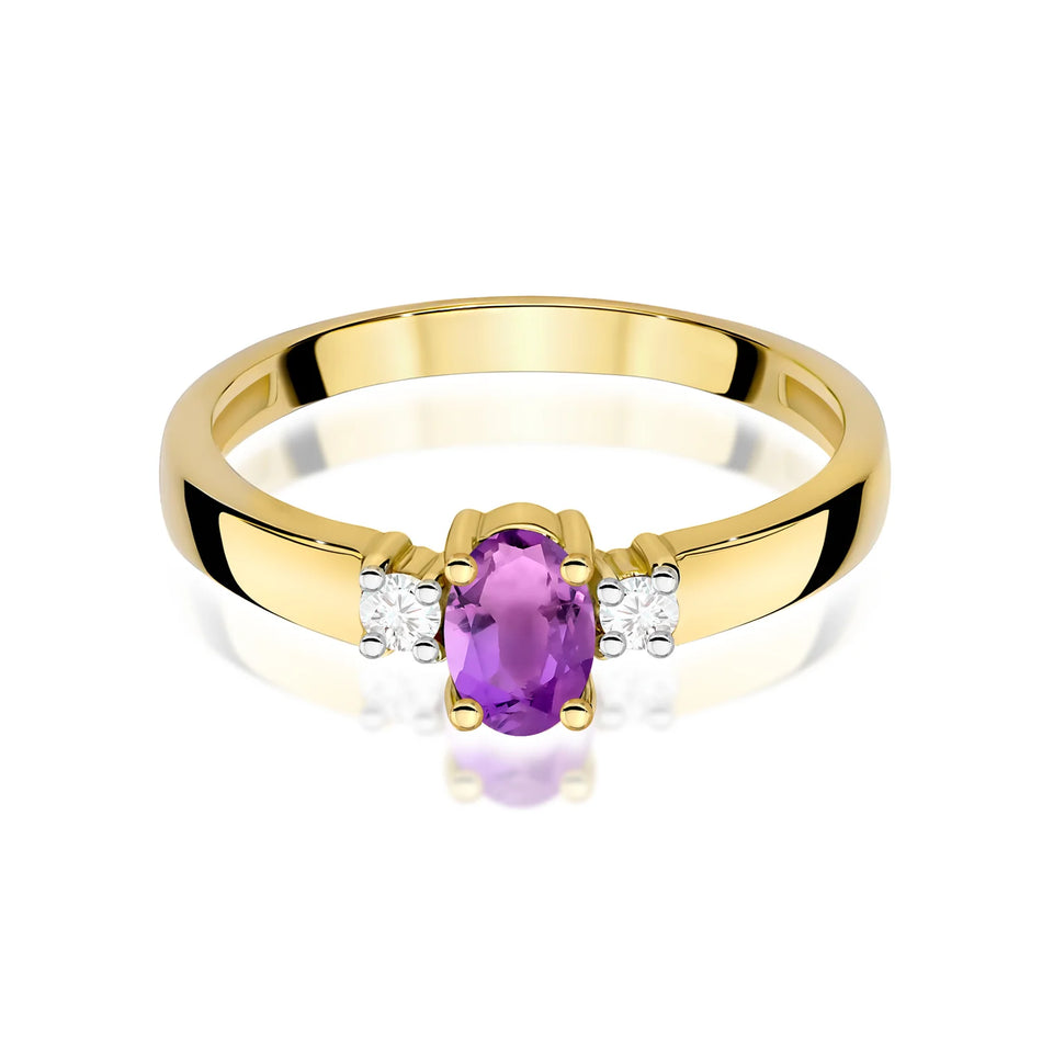Bague en or avec améthyste de 0,40 ct et diamants de 0,08 ct