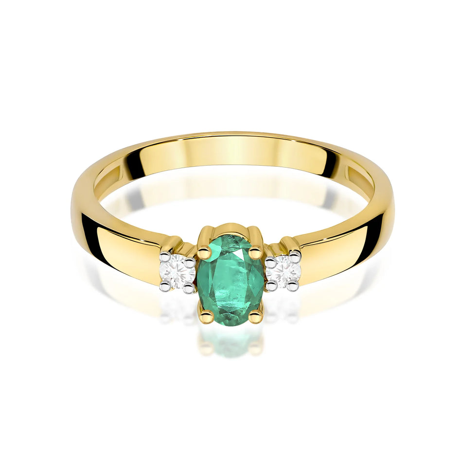 Bague en or avec émeraude de 0,40 ct et diamants de 0,08 ct