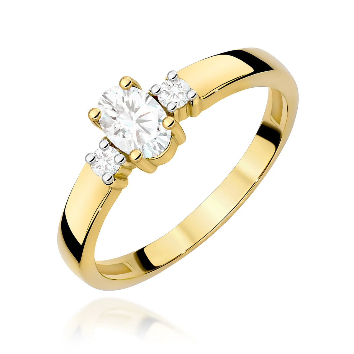 Gold Ring with Lab-Grown Diamonds 0.40 ct and 0.08 ct