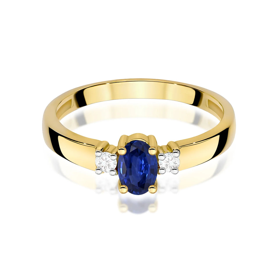 Bague en or avec saphir de 0,70 ct et diamants de 0,08 ct