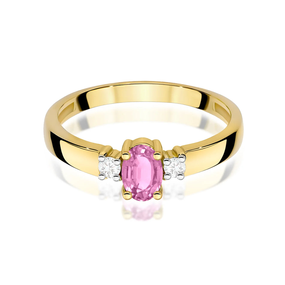 Bague en or avec saphir rose 0,45 ct et diamants 0,08 ct