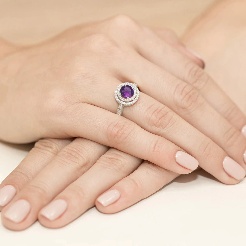 zlatý prsten s 0,90ct ametystem a 0,374ct diamanty w0274-amv-01