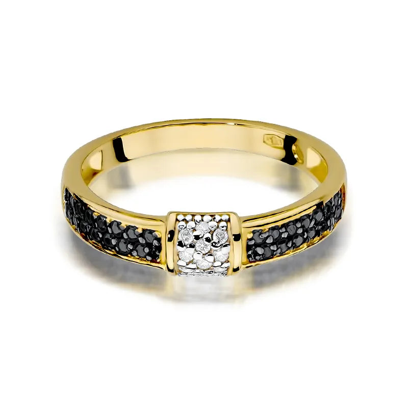 sada zlatých prsteňov s čiernymi a bielymi diamantmi 0,19 ct w0297-xxx-02