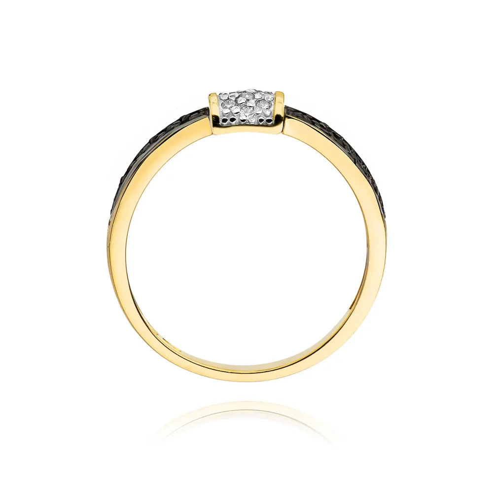 sada zlatých prsteňov s čiernymi a bielymi diamantmi 0,19 ct w0297-xxx-02