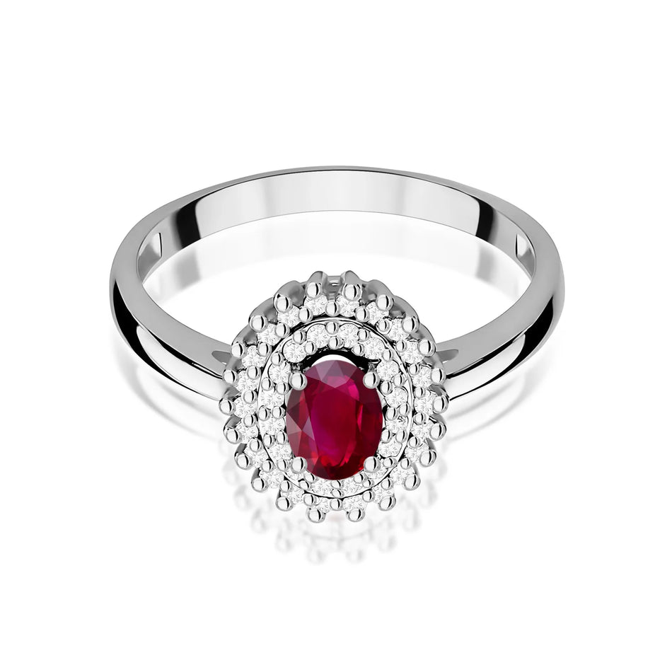 White Gold Ring with 0.60ct Ruby and 0.195ct Diamonds