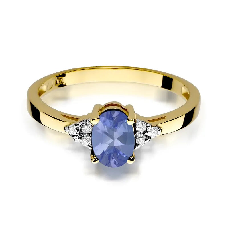 zlatý prsteň s 0,70 ct tanzanitom a 0,052 ct diamantmi w0308-tap-01