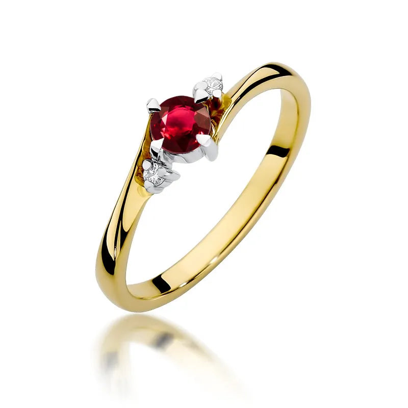 zlatý prsten s 0,30ct rubínem a 0,029ct diamanty w0346-rur-02
