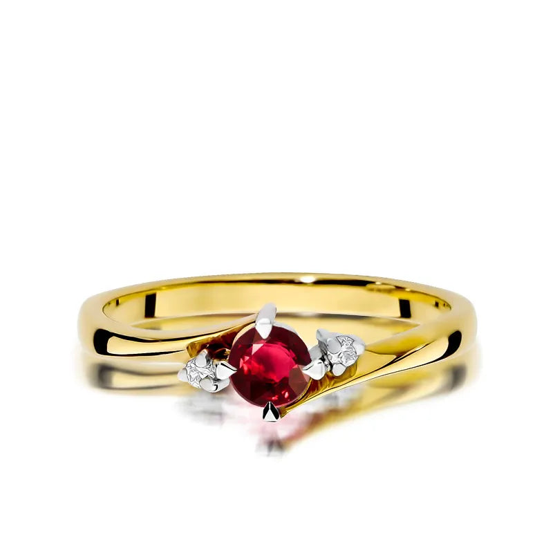 zlatý prsten s 0,30ct rubínem a 0,029ct diamanty w0346-rur-02