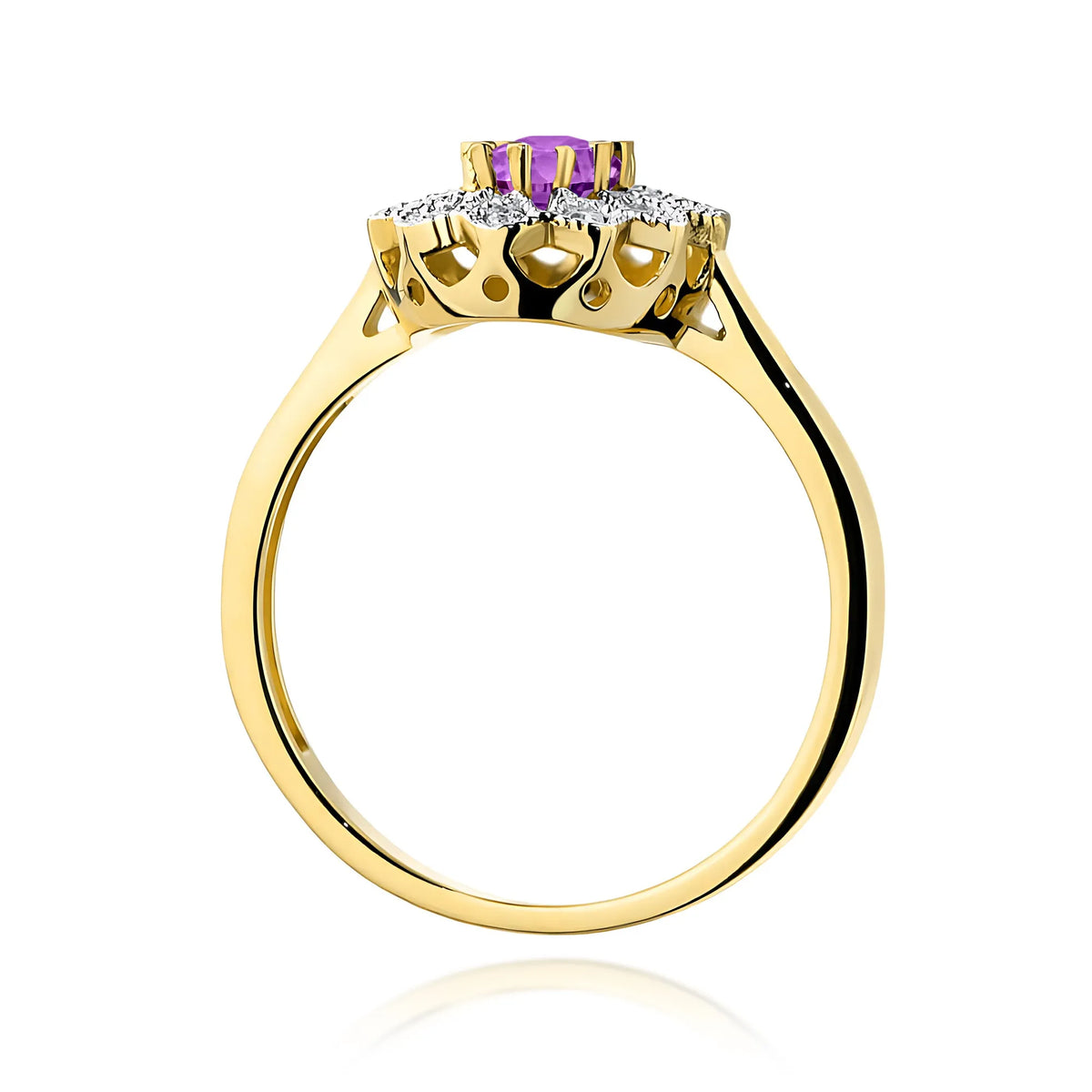 zlatý prsteň s 0,40 ct ametystom a 0,103 ct diamantmi w0354-amv-01