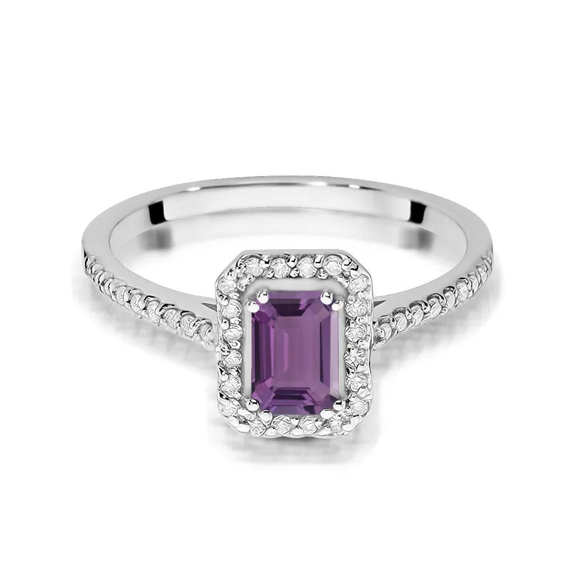 zlatý prsteň s 0,50 ct ametystom a 0,19 ct diamantmi w0403-amv-01