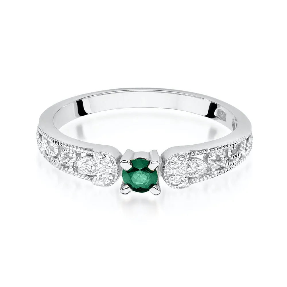 zlatý prsten s 0,15ct smaragdem a 0,03ct diamanty w0411-emg-01