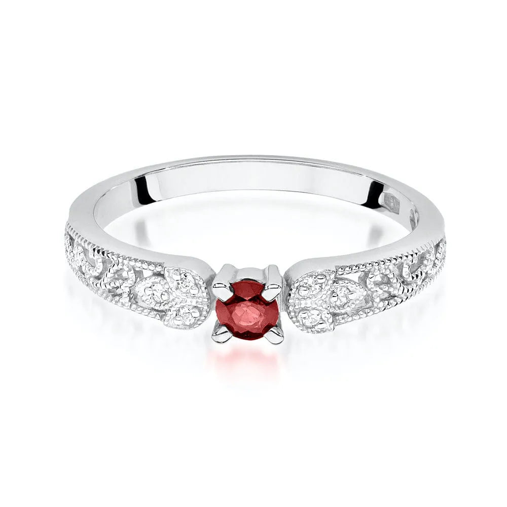 zlatý prsteň s 0,15 ct rubínom a 0,03 ct diamantmi w0411-rur-01