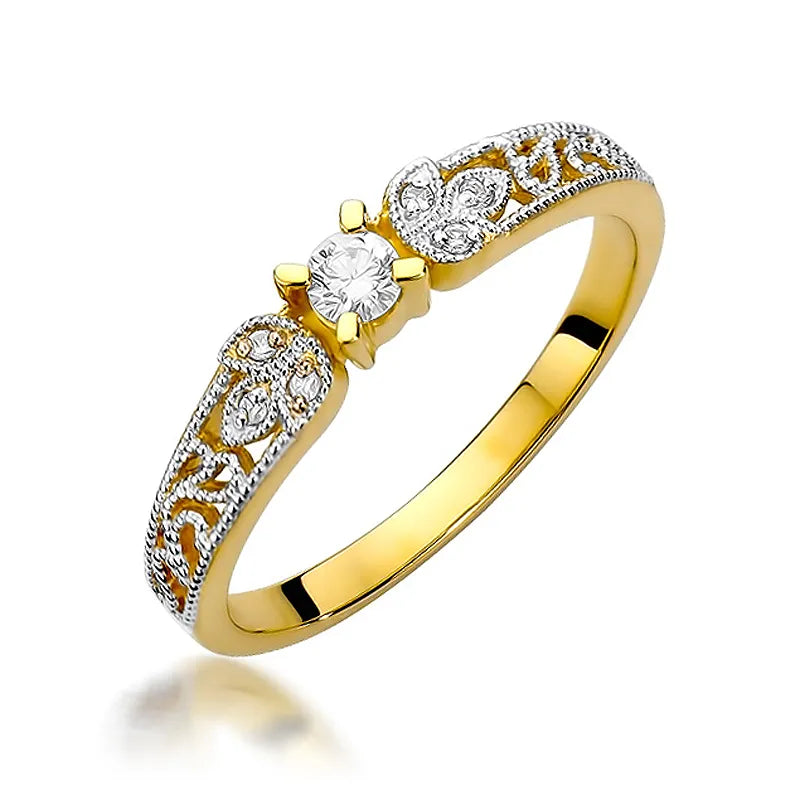 zlatý prsten s diamanty 0,10 ct a 0,03 ct w0411-diw-01