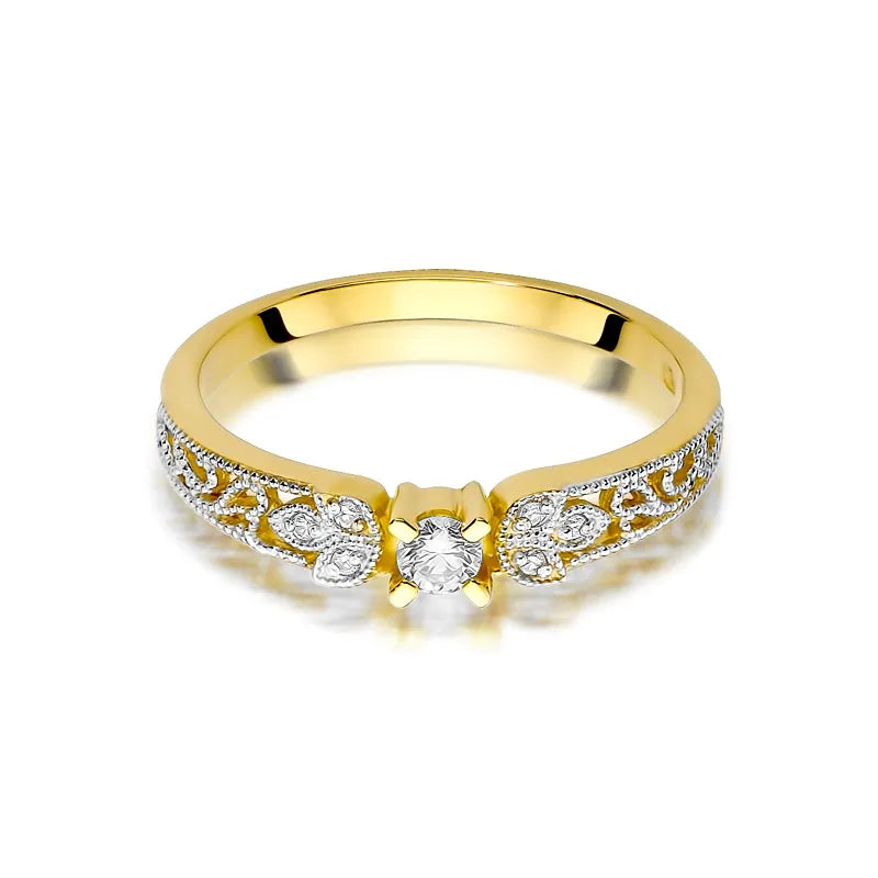 zlatý prsten s diamanty 0,10 ct a 0,03 ct w0411-diw-01