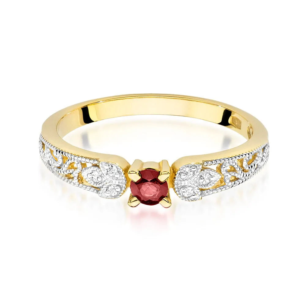 zlatý prsteň s 0,15 ct rubínom a 0,03 ct diamantmi w0411-rur-01