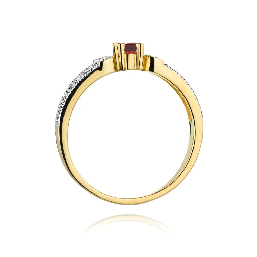 zlatý prsteň s 0,15 ct rubínom a 0,03 ct diamantmi w0411-rur-01