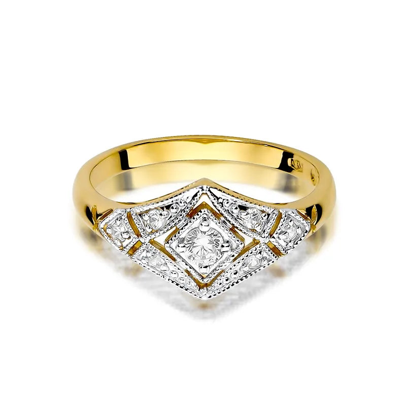 zlatý prsteň s diamantmi 0,10 ct a 0,087 ct w0412-diw-01