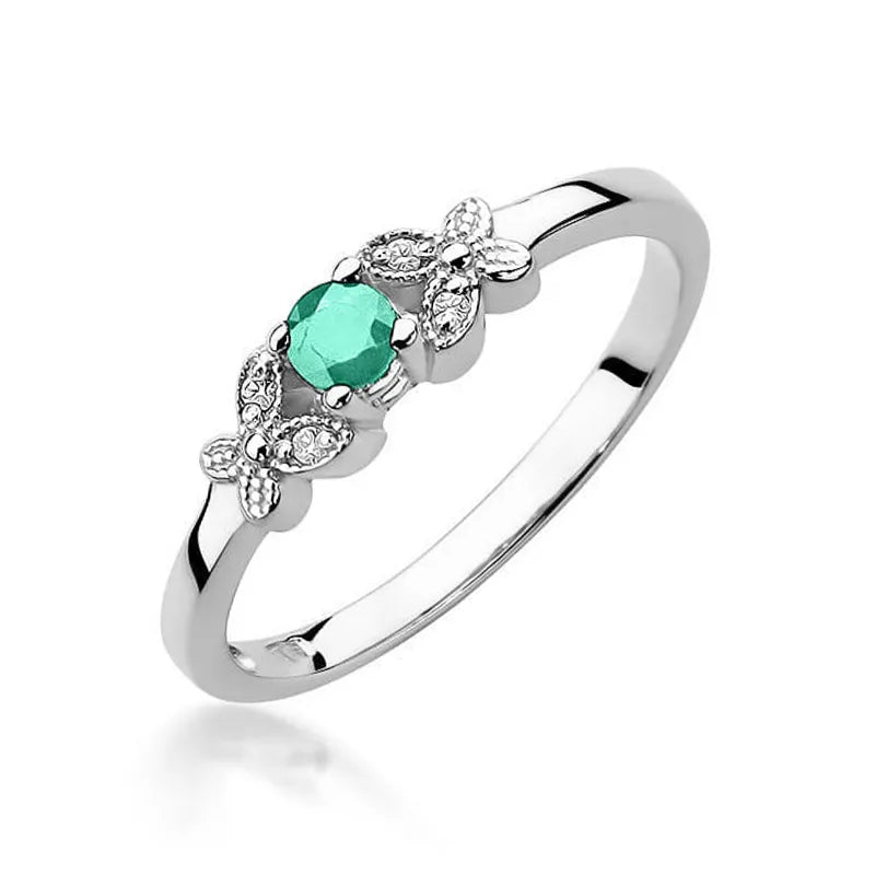 zlatý prsteň s 0,15 ct smaragdom a 0,02 ct diamantmi w0414-emg-01