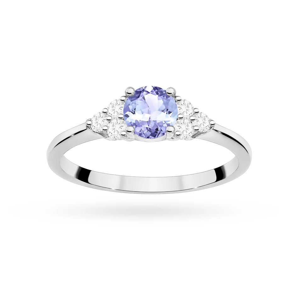 Prsten z bílého zlata s tanzanitem 0,50 ct a diamanty 0,18 ct