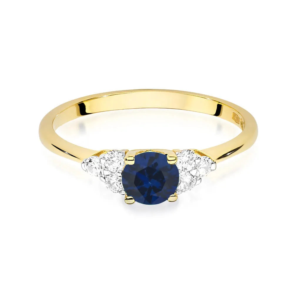 GREMARI 14K gold ring with a 0.50 ct sapphire and 0.18 ct diamonds