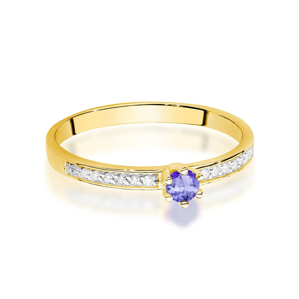 zlatý prsteň s 0,15 ct tanzanitom a 0,07 ct diamantmi w0459-tap-01