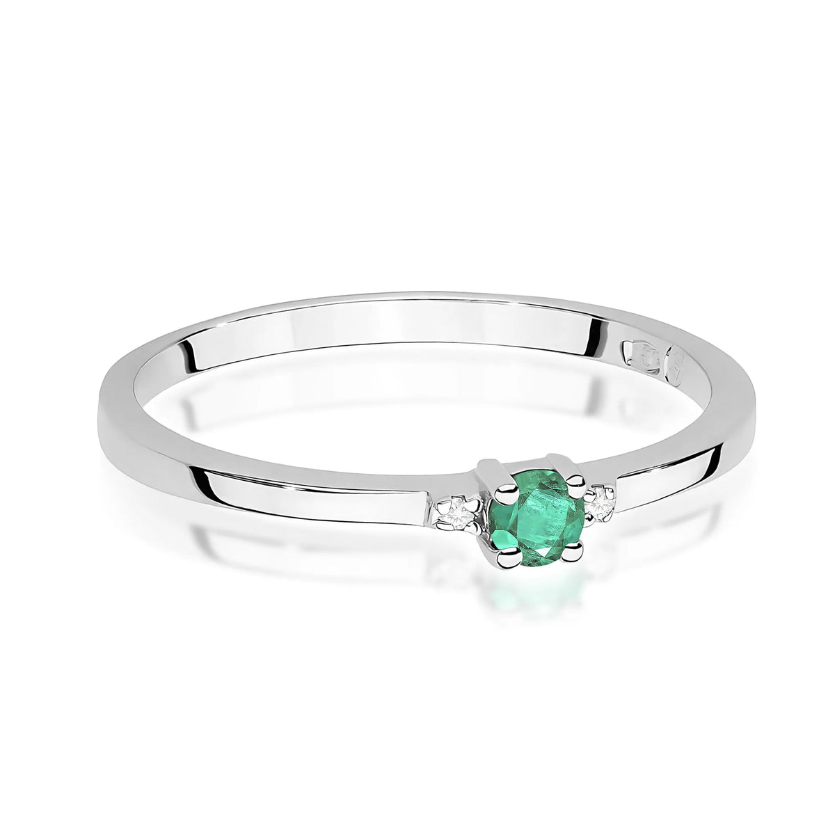 zlatý prsteň s 0,15 ct smaragdom a 0,01 ct diamantmi w0464-emg-01