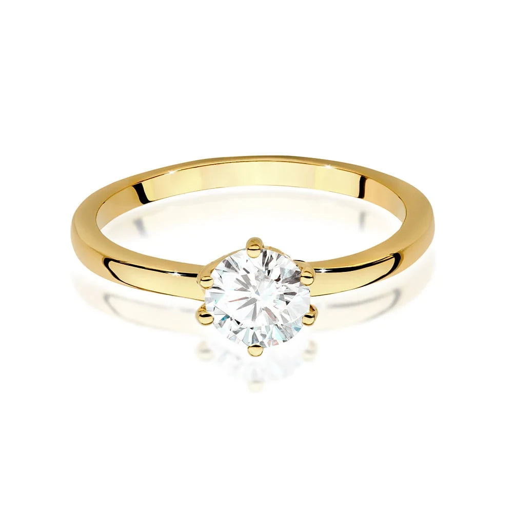 Prsteň zo žltého zlata s 0,70ct lab-grown diamantom v bruse Round Cut
