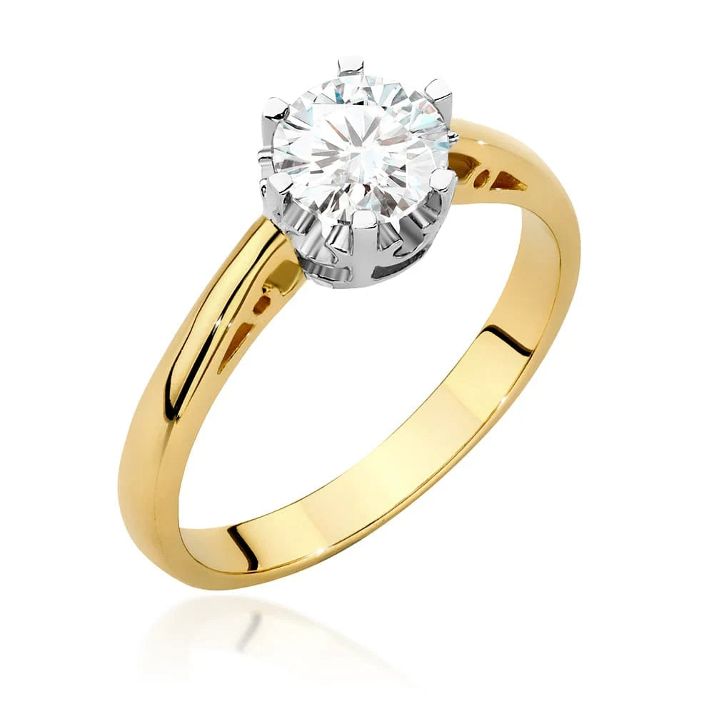 Prsteň zo žltého zlata s 0,70ct lab-grown diamantom v bruse Round Cut