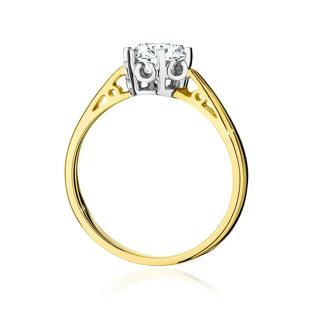 Prsteň zo žltého zlata s 0,70ct lab-grown diamantom v bruse Round Cut