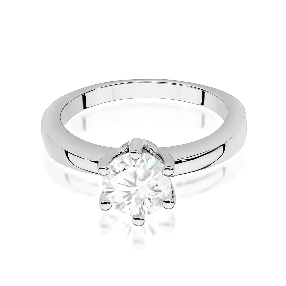 Prsteň z bieleho zlata s okrúhlym diamantom Lab-grown 1,00 ct