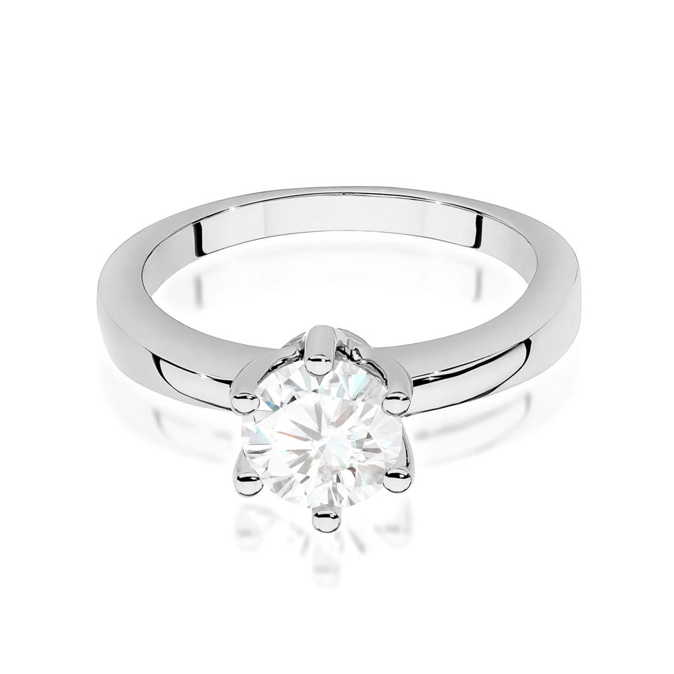 Weißgoldring mit rundem, im Labor gezüchtetem Diamanten, 1,00 ct