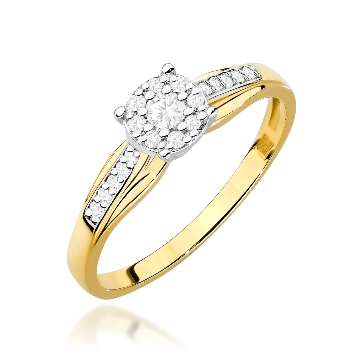 zlatý prsten s diamantem 0,08 ct a postranními diamanty 0,118 ct w0564-diw-01