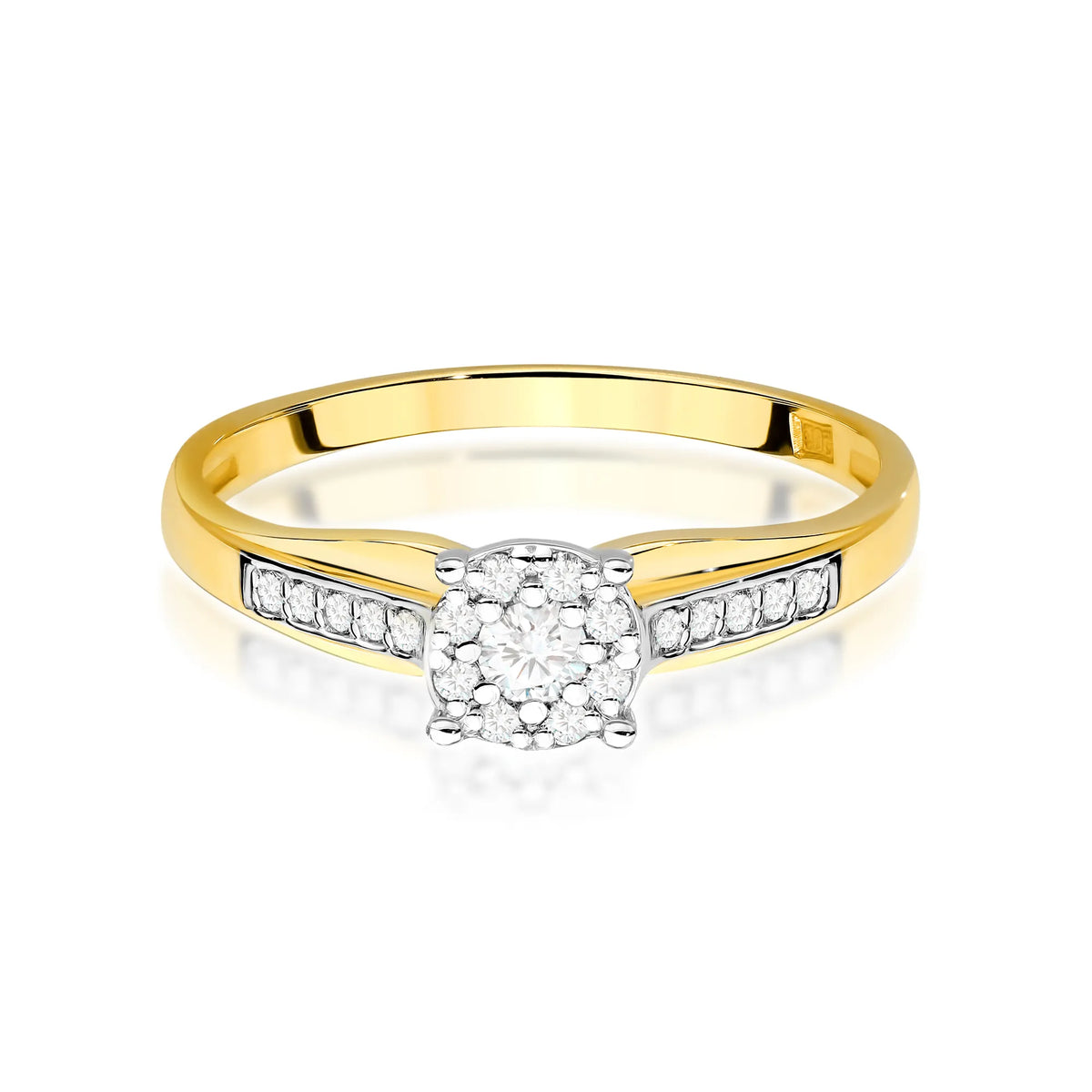 zlatý prsten s diamantem 0,08 ct a postranními diamanty 0,118 ct w0564-diw-01