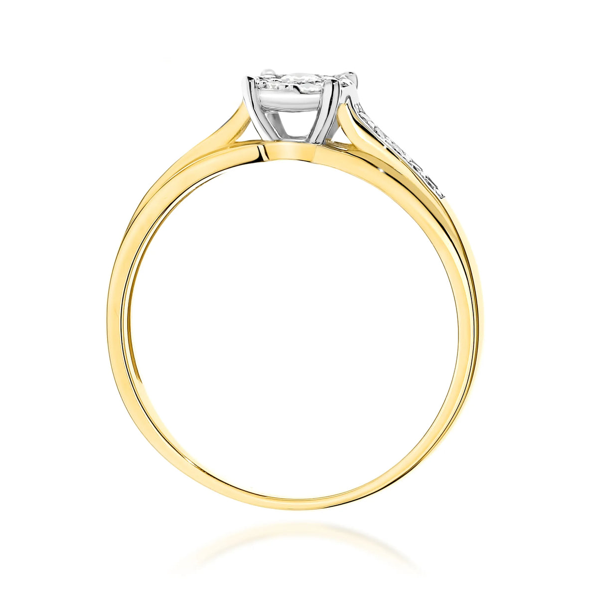 zlatý prsten s diamantem 0,08 ct a postranními diamanty 0,118 ct w0564-diw-01