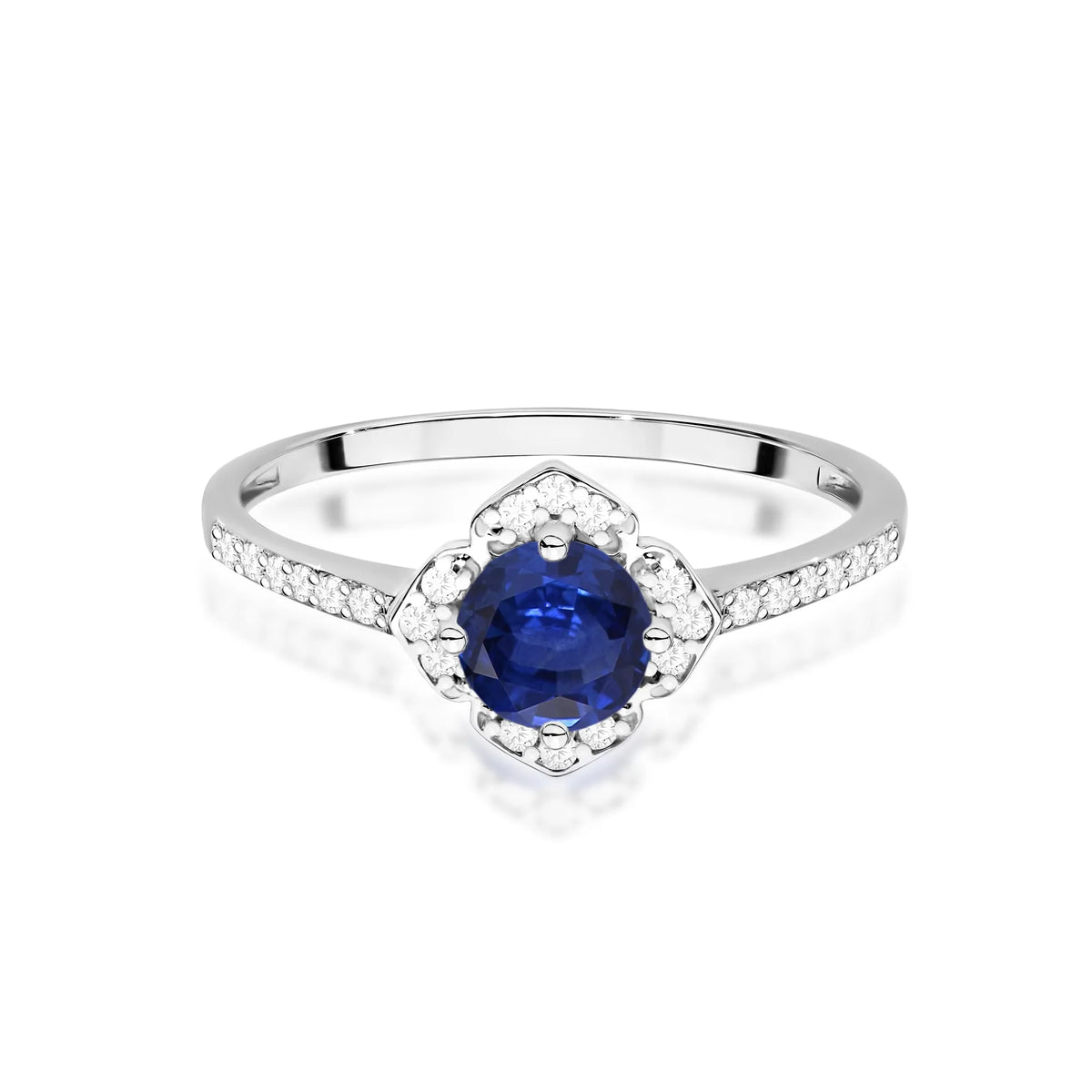 zlatý prsten květina s 0,50ct safírem a diamanty w0603-sab-01
