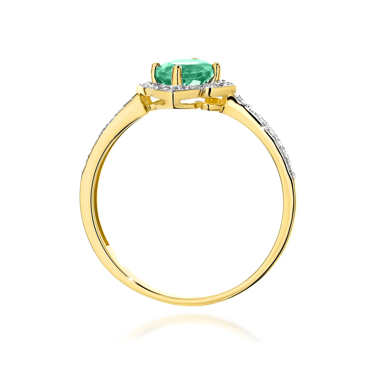 Goldring mit Blume, 0,50 ct Smaragd und Diamanten W0603-EMG-01