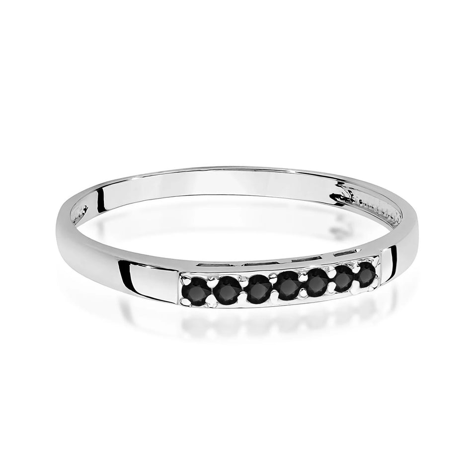 Weißgoldring mit 0,102 ct schwarzen Diamanten