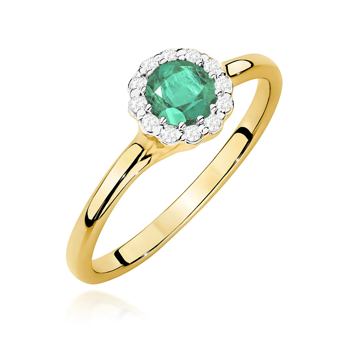 zlatý prsteň s 0,50 ct smaragdom a 0,103 ct diamantmi w0622-emg-01
