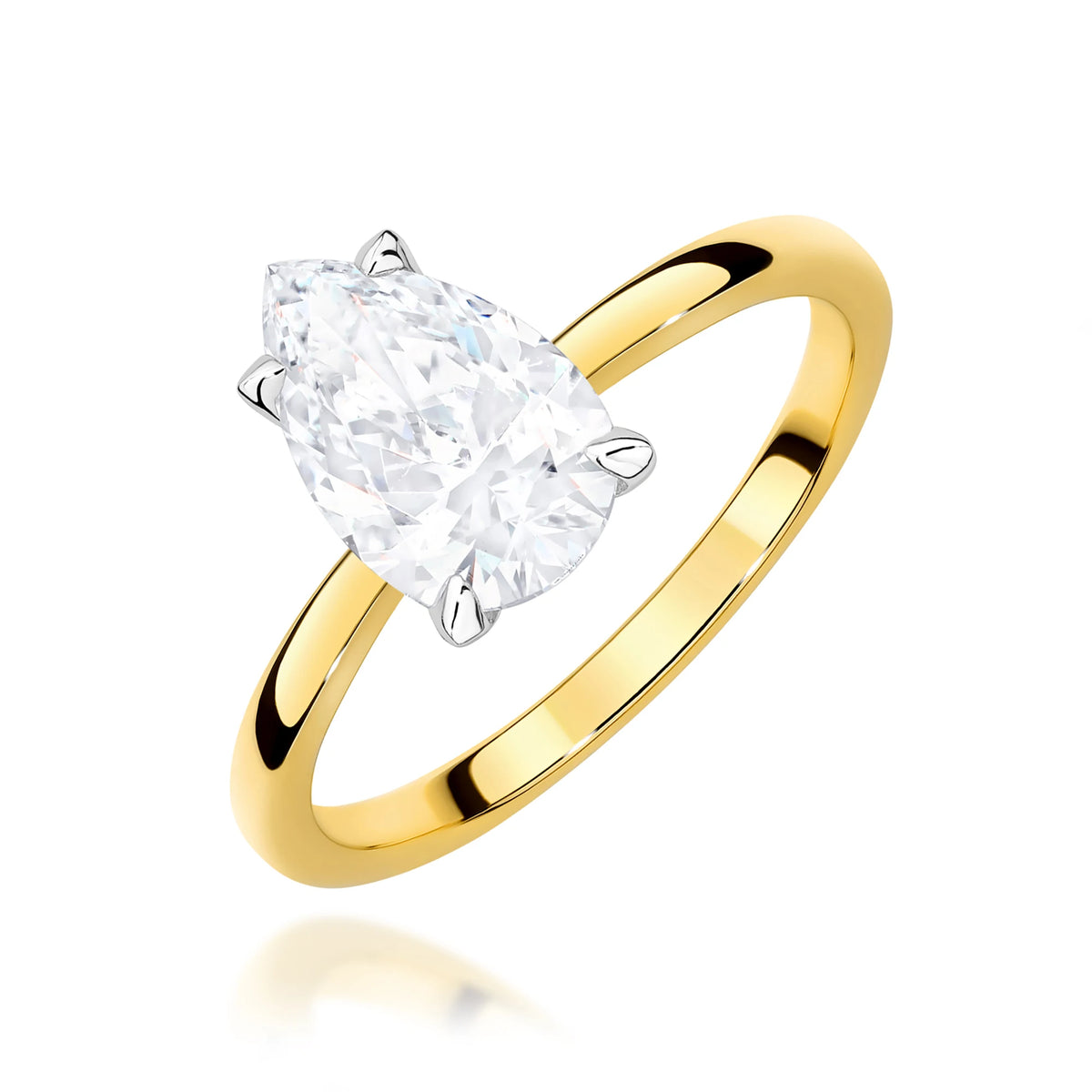 Yellow Gold Ring with Pear 1,00ct Lab-grown Diamond