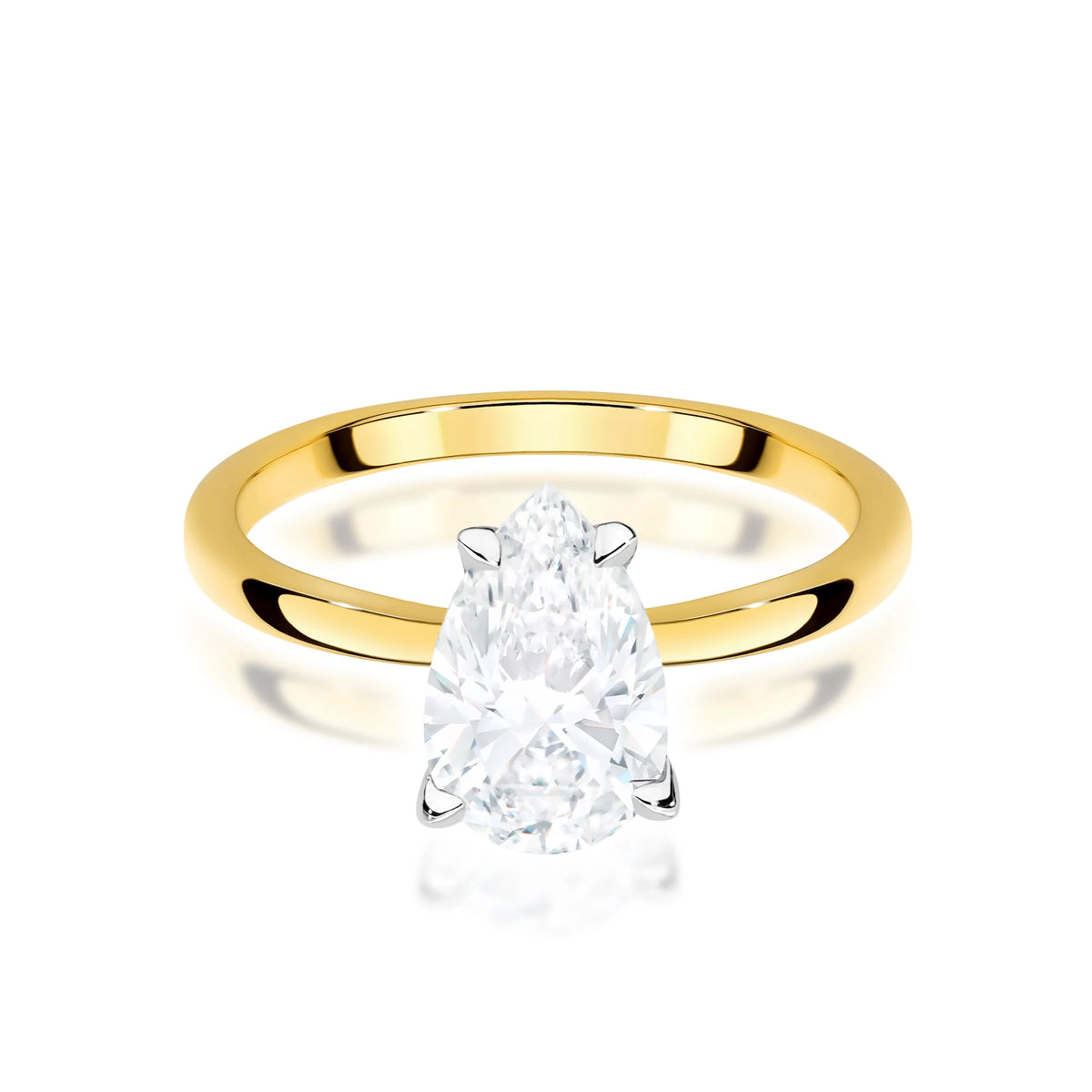 Yellow Gold Ring with Pear 1,00ct Lab-grown Diamond