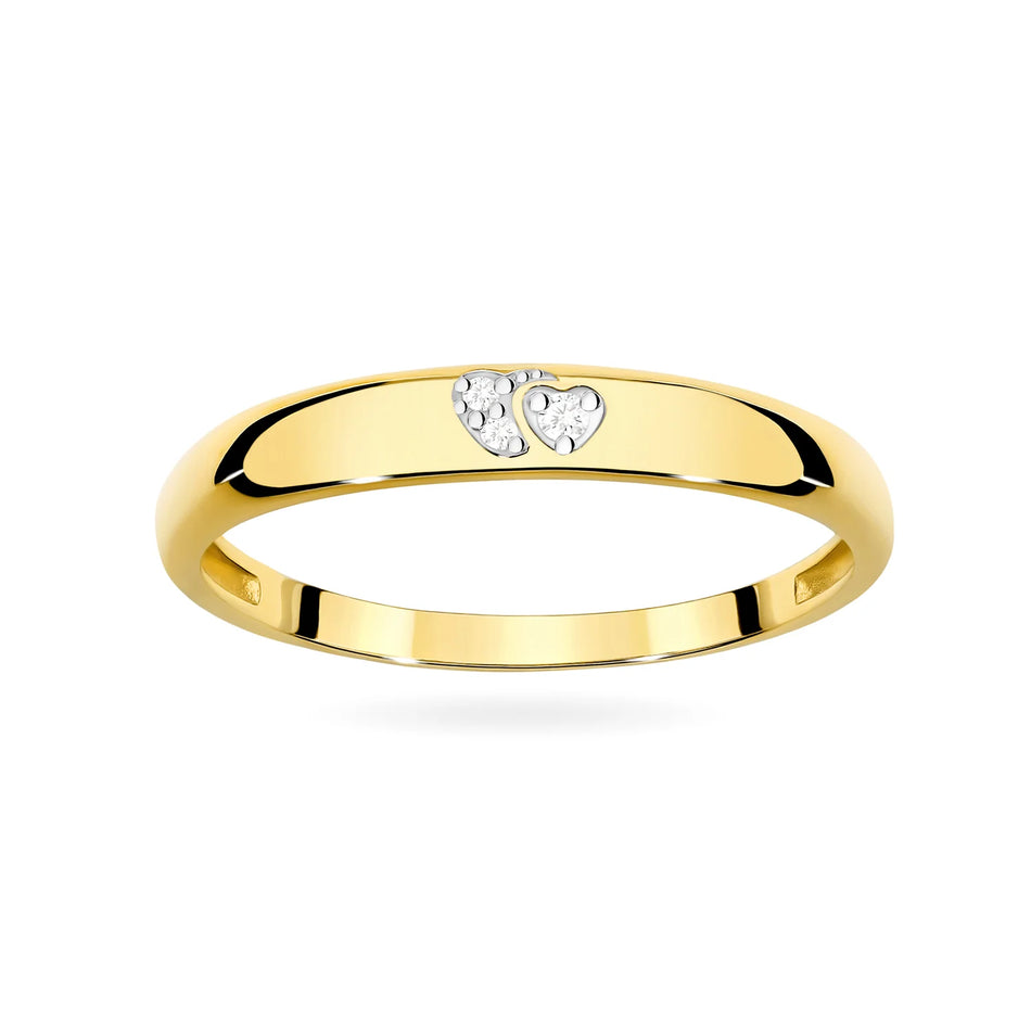 Bague en or avec cœurs en zirconium